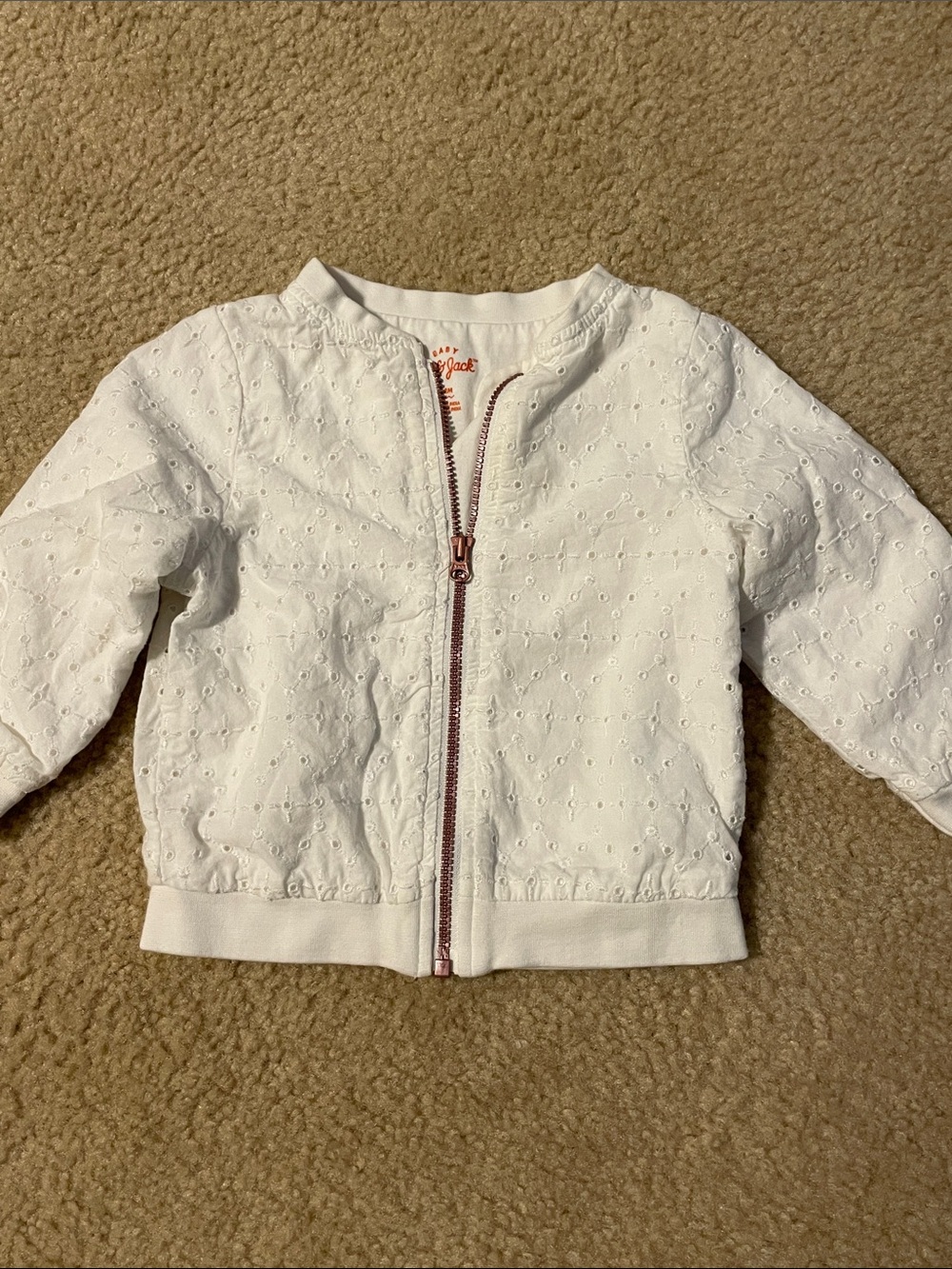 Cat & Jack White Eyelet Zip Bomber Jacket